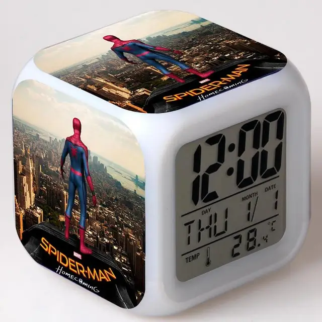 Cheap Super Heroes Spiderman LED Light Chaging Digital Alarm Clocks Action Figure toys Kids Bedroom Night Light Clock Cheap Super Heroes Spiderman LED Light Chaging Digital Alarm Clocks Action Figure toys Kids Bedroom Night Light Clock