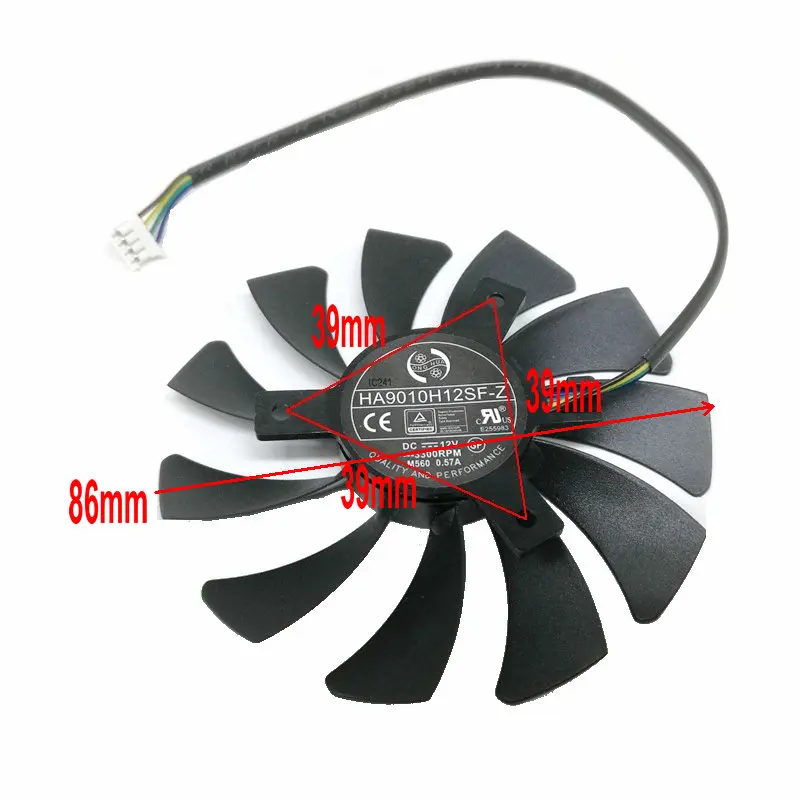 

85mm 4pin HA9010H12SF-Z RX460 4GB Cooler Fan Replace for MSI Inno3D P106 960 GeForce GTX 1060 AERO ITX 3G 6G OC Video card HZDO