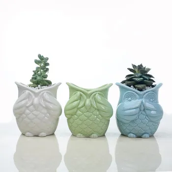 

Creative Ceramic Owl Shape Flower Pots New Ceramic Planter Desk Flower Pot Cute Design Succulent Planter Minimalist Vase