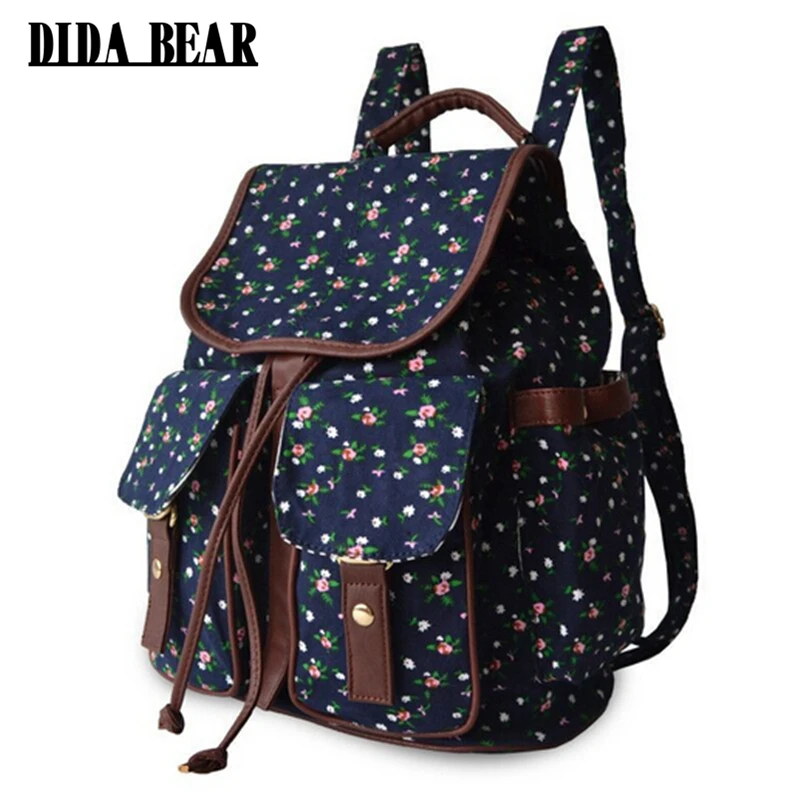 DIDA oso nuevo de lona de las mujeres mochilas para impresión Floral Bolsas Mochila femenina bolso de escuela de la gran bolsa de viaje Femme saco un dos DIDA oso nuevo de lona de las mujeres mochilas para impresión Floral Bolsas Mochila femenina bolso de escuela de la gran bolsa de viaje Femme saco un dos