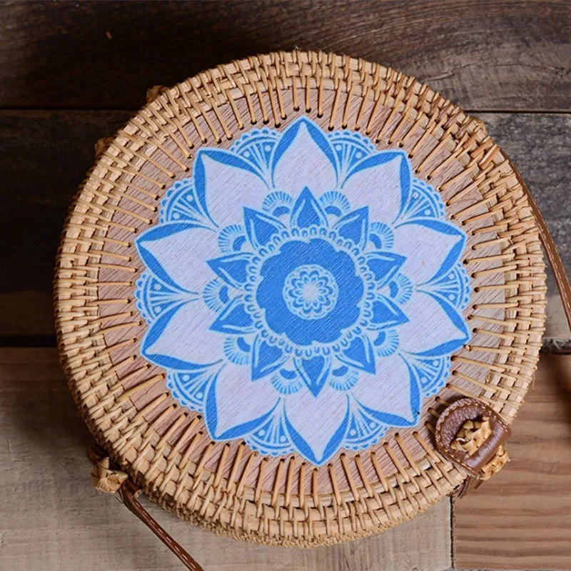 

2019 Bohemian Rattan Messenger Bags Women Round Straw Bags Summer Style Women Crossbody Bags Handmade Woven Beach Circular Bags