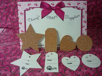 

Assorted Bronze Gold glitter sparkles Gift Tags