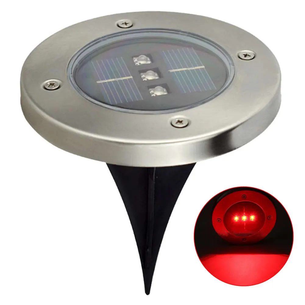 3 LED Outdoor Solar Powered Lawn Light Buried Garden Pathway Yard Waterproof Auto Sensor Landscape Lamp