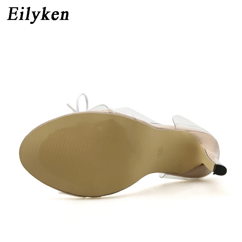 Eilyken/2021 г. Прозрачные босоножки на шнуровке из ПВХ пикантные женские прозрачные