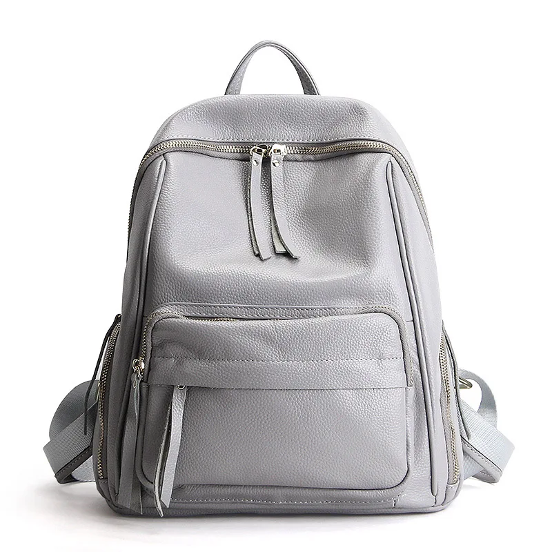 

ZENCY Large Capacity 100% Genuine Leather Women's Backpack Soft Top Layer Cowhide Female Ladies' School Style Bags Purse Sack