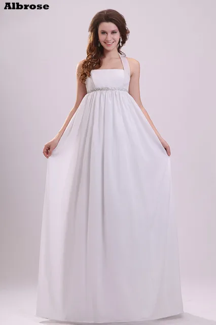 Chiffon Y Halter Wedding Dress 2017 Simple Beaded Chiffon Y Halter Wedding Dress 2017 Simple Beaded Dresses Long Empire Waist Pregnant Women