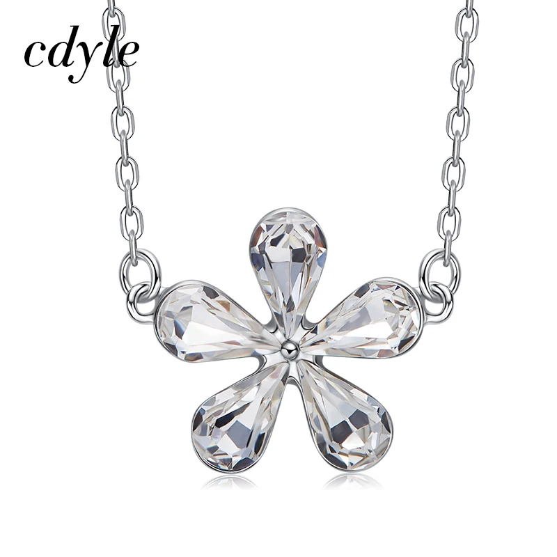 

Cdyle 100% Real 925 Sterling Silver Poetic Daisy Blossom Pendant Necklaces With Crystals from Swarovski For Women Jewelry Gifts
