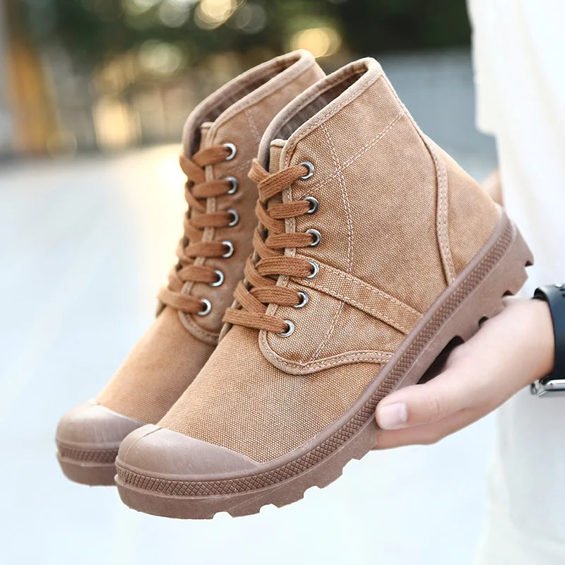 

Quality Canvas Boots Men Ankle Worker Boots for lovers high tops unisex Parlatan sneakers laces 11 colors plus sizes 896