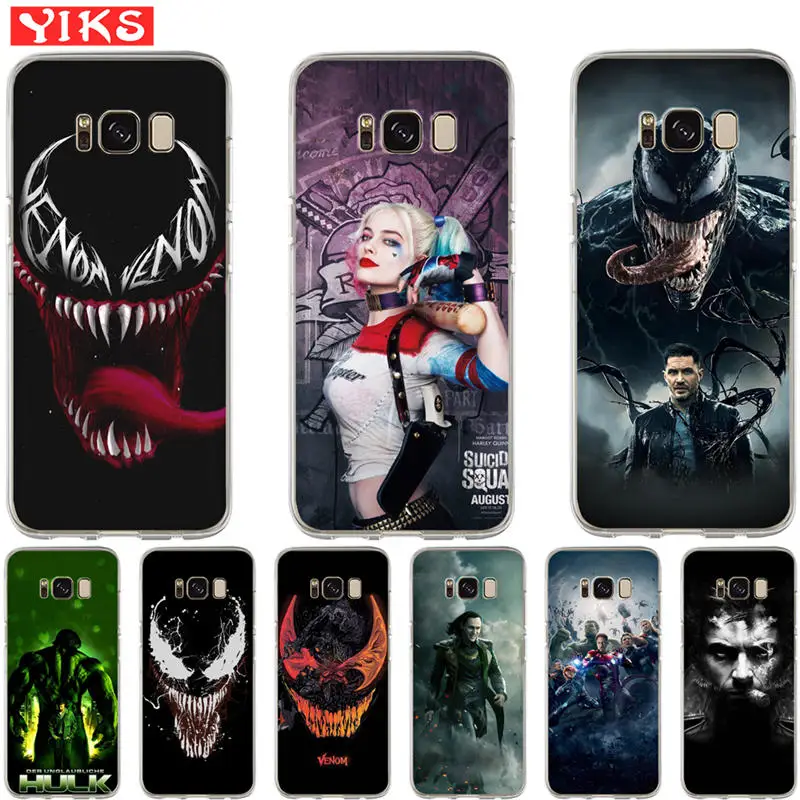 

Luxury Marvel Hero venom Case For Samsung S8 S9 Plus Note 8 9 S6 S7 Edge Back Cover TPU Case The Avengers Coque Capinha Etui
