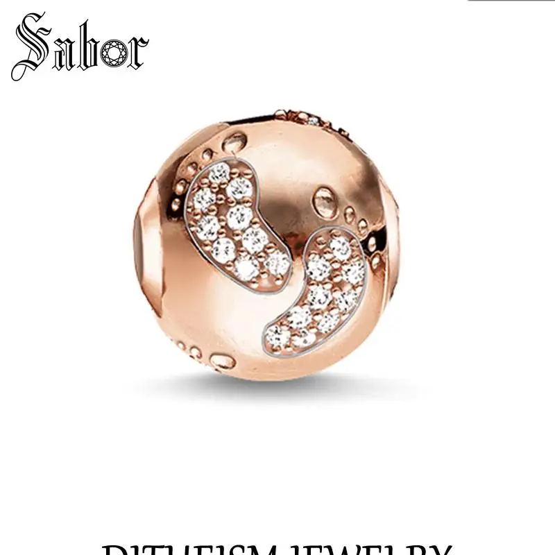 

jewellery DIY Beads Baby Footprint Rose Gold Color Fashion Silver Jewelry Cute Gift Women Girl Fir Bracelets Choker mens