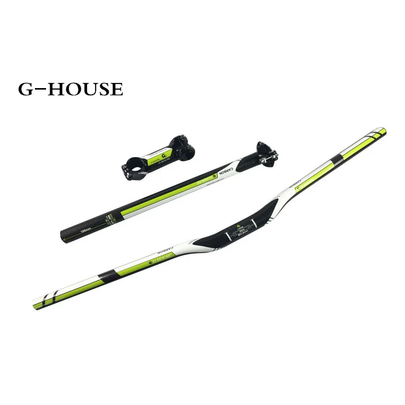 Carbon MTB//Road Bike Flat Riser Bar 31.8mm Handlebar Stems Seatpost Set Green