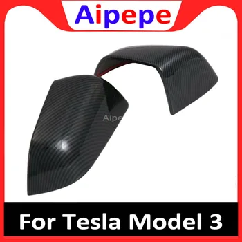 

Car Styling 1Pair ABS Chrome Carbon Fiber Rearview Wing Mirror Cover Trim For Tesla Model 3 2018 2019