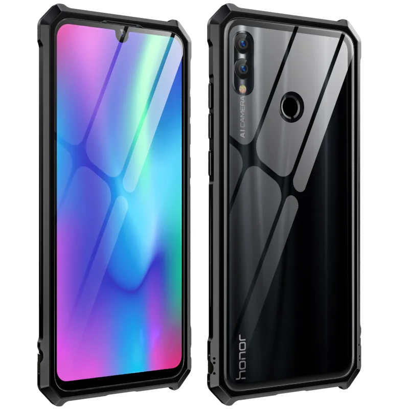 

Honor 10 Lite Case Luxury Metal Bumper For Huawei Honor V20 8X MAX P Smart2019 Antiknock Case For Huawei Nova 4 Glass Cover Capa
