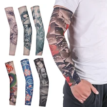 Мужская женская унисекс модная нейлоновая наружная временная татуировка поддельные татуировки гетры для рук Бег Велоспорт Спорт для рук с защитой от ультрафиолета рукава