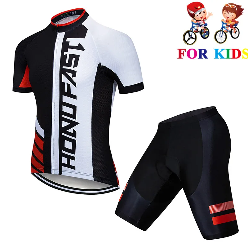 Детский костюм для велоспорта из шерсти, комплект велосипедная футболка с коротким рукавом, летняя одежда для велоспорта для мальчиков и девочек из микрофибры - Цвет: Short sleeve Set 9