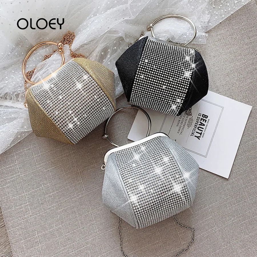 

Crystal Clutches Bag Party Purse Women Evening Bags Handbag Chain Crossbody Messenger Bags Wedding Fashion Designer 2019 Silver