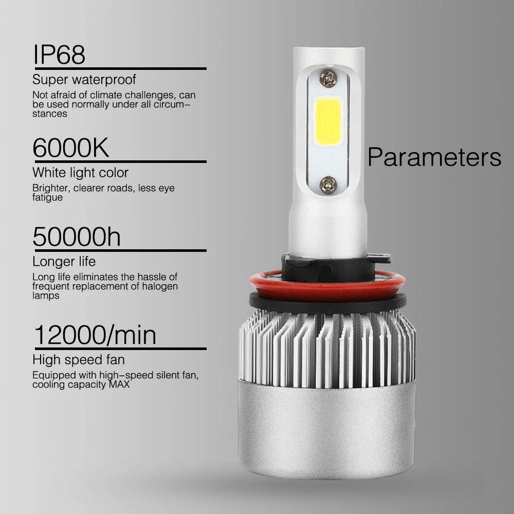 LSlight светодиодные фары H7 H4 H1 H11 H3 9007 9004 H13 9005 9006 880 H27 HB2 HB3 HB4 светодиодный