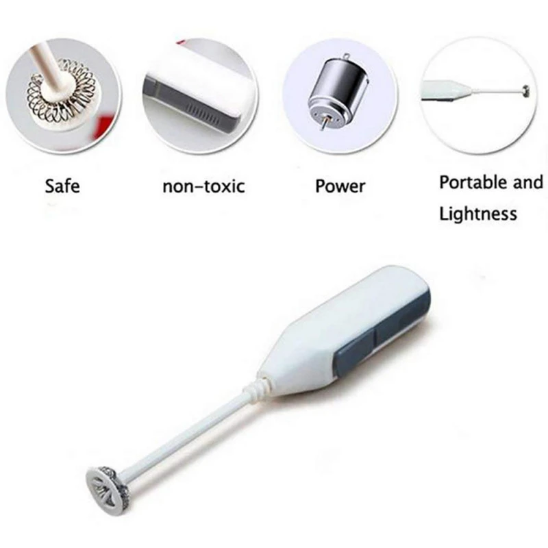 

Coffee Milk Drink Electric Whisk Handheld Stainless Steel Eggbeater Mixer Frother Foamer Kitchen Battery Operated Tools New