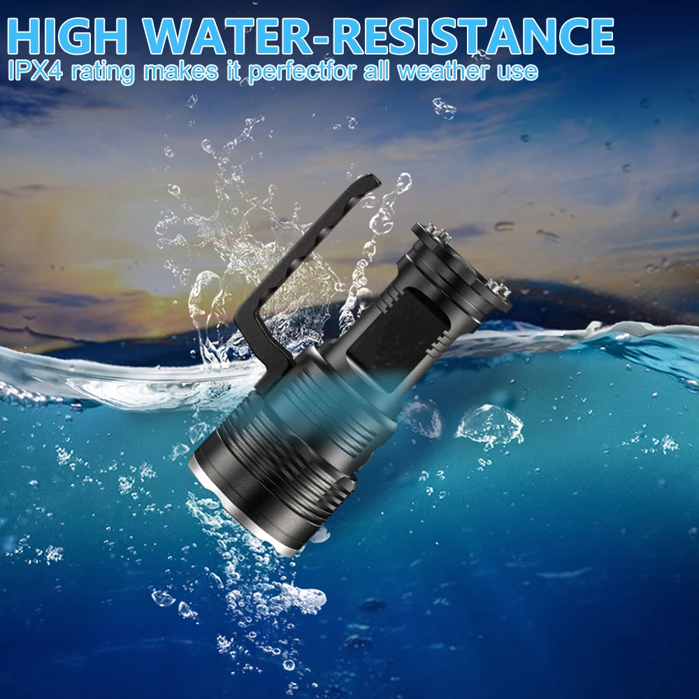  7200Lums LED Lantern Searchlight XHP50 18650 LED Flashlight Torch Light Rechargeable Battery Alumin - 32944698056