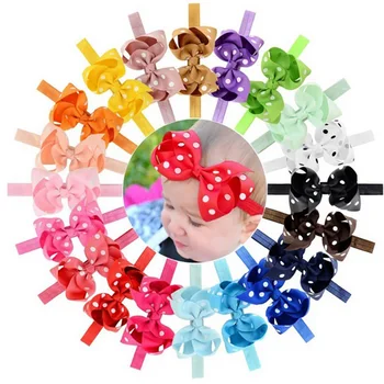 

20pcs/lot 4 Inch glirs Headbands 4 Inch Bow Polka Dot Grosgrain Dovetail Ribbon Bowknot Children Hair Accessories A141