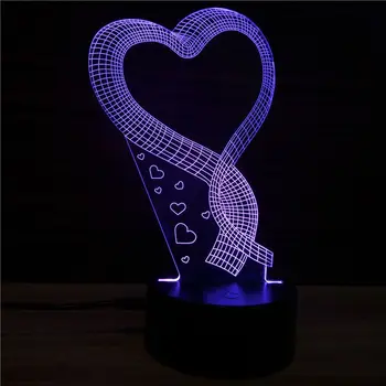 

2019 Novelty LED 3D Illusion creative Visual Colorful Fixture USB Bedside Sleeping Table lamp Nightlight Valentine romantic gift
