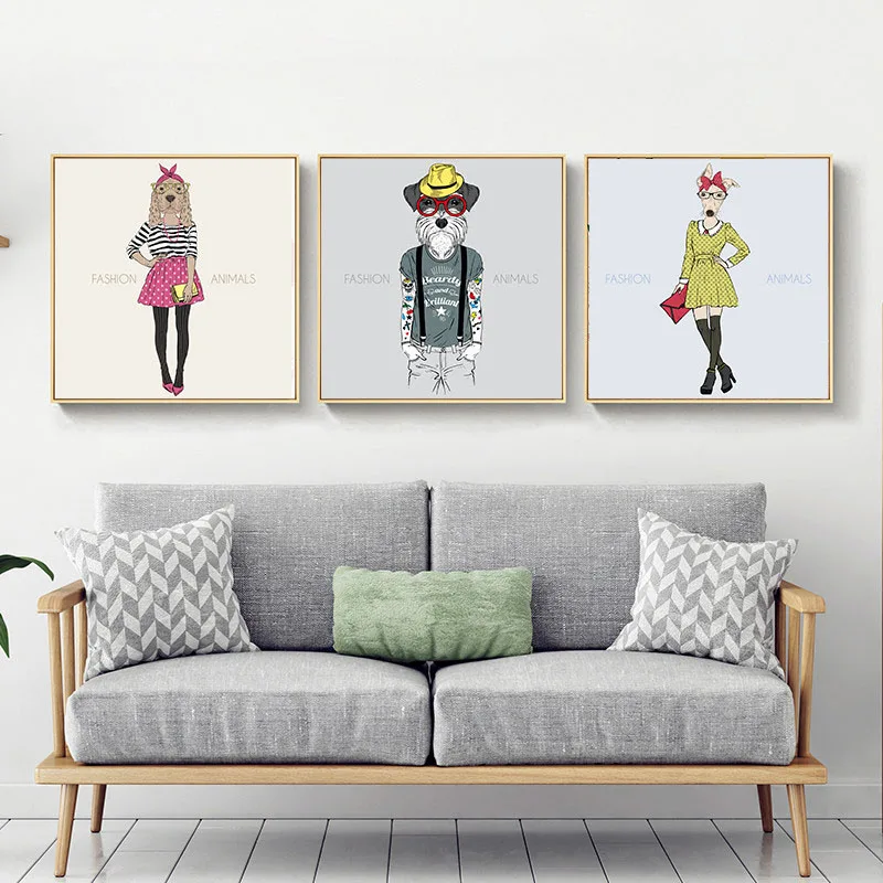 

HAOCHU Fashion Personality Decorative Painting Creative Cartoon Animal Bedroom Children's Room Shopping Mall Wall Art Poster