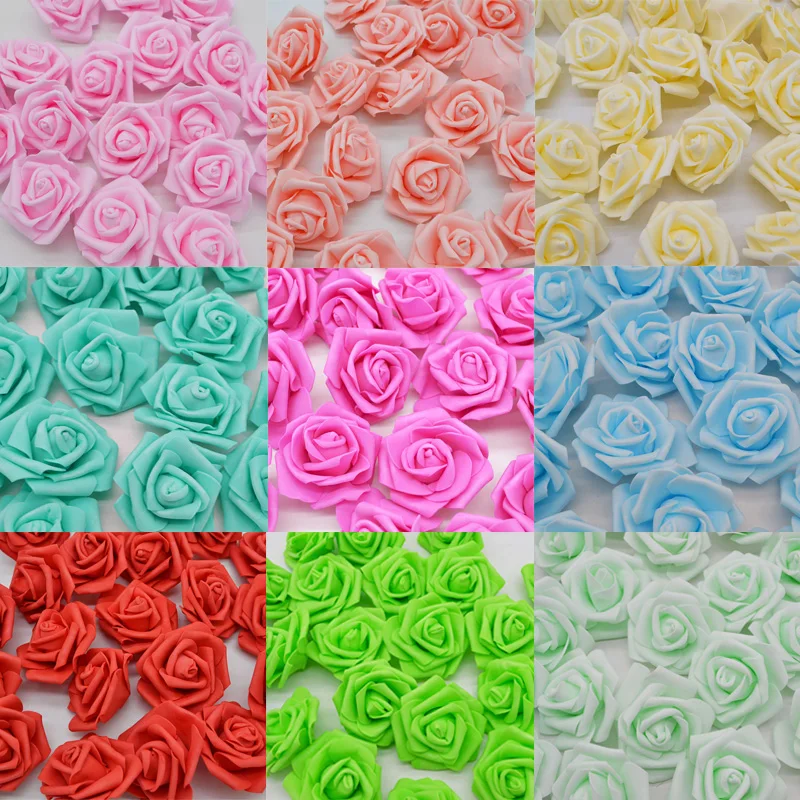 

6cm 10/20pcs Foam Foamirana Rose Artificial Flowers Bouquet Rose Wedding Flower Decoration Scrapbooking Fake Rose Flower heads
