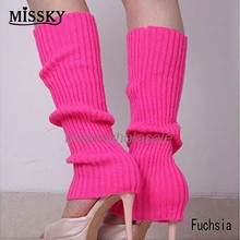 MISSKY/вечерние гетры для женщин и девочек; вязаный неоновый танцевальный костюм 80 s; гетры 1980 s; Цвет: розовый