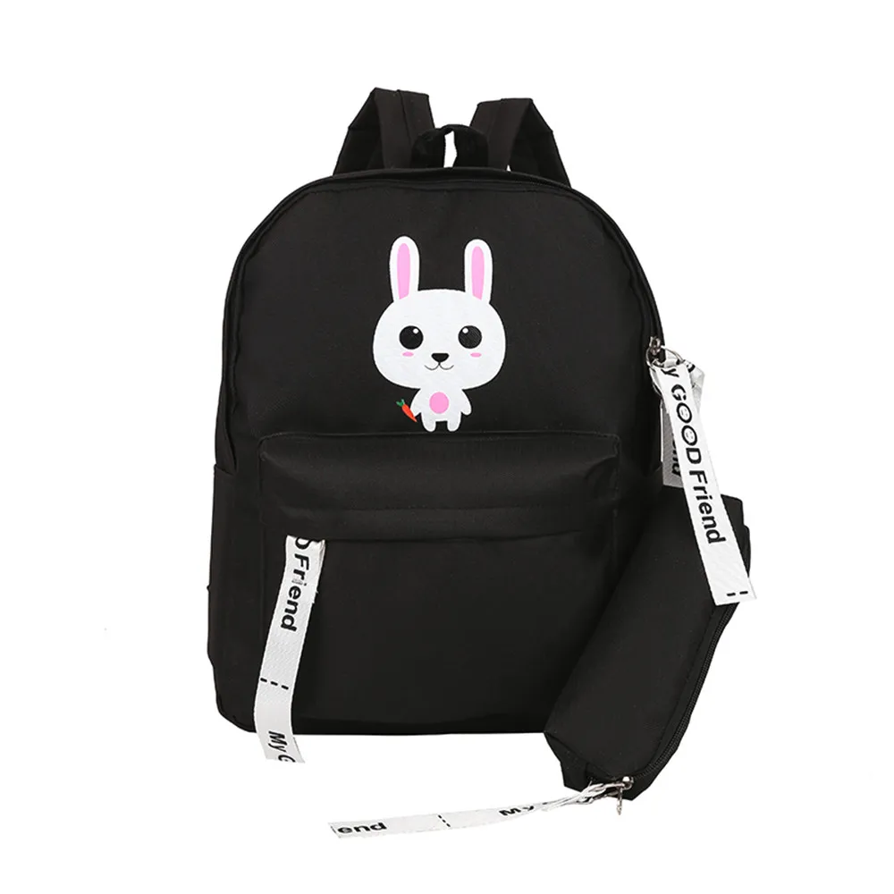 

MUQGEW Adult Backpack Teenage Girls Bogs School Backpack Bag Cartoon Students Bags Canvas Rabbit Women Travel Backpack