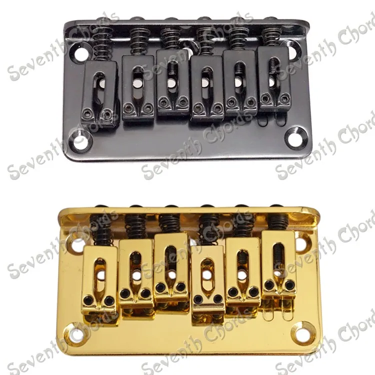 A Set 78MM 6 String Saddle Electric Guitar Bridge Top Load or Strings through body / Gold Black