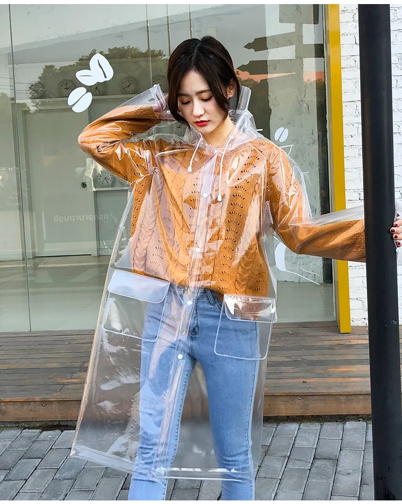 FreeSmily Fashion Transparent Raincoat Adult Hiking Outdoors Fishing Raincoat EVA Plastic Environmental Protection