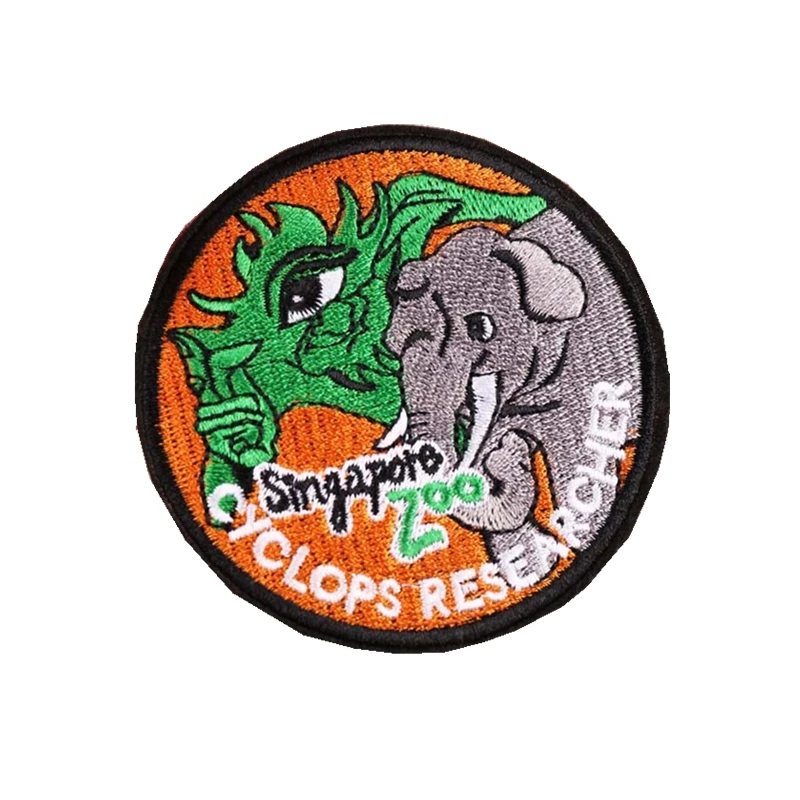 

Custom Embroidered Round Patch Wild Animal Iron On Embroidered Patch Applique for Clothing welcome to customize your own patch