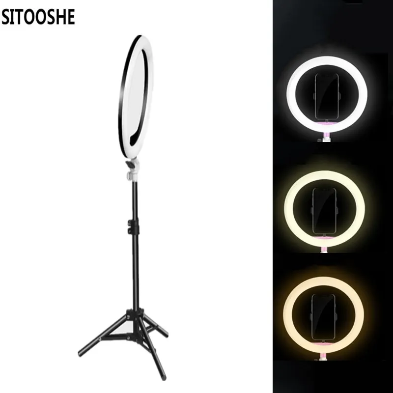 

SITOOSHE Ring Light LED Photography Selfie Light Photo Camera Video Table 50cm Tripod Selfie Stick USB Dimmable LED lighting