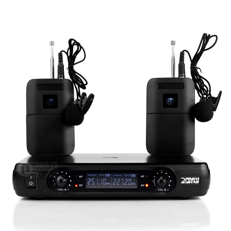 Professional Lapel Lavalier Microphone Wireless Mic Dual Channel