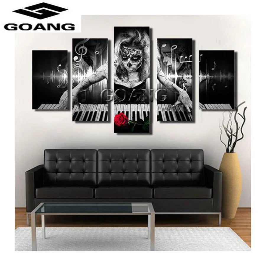 

Diamond Embroidery"Skull girl & rose piano" full Square Rhinestones Mosaic 5D diy Diamond Painting Cross Stitch