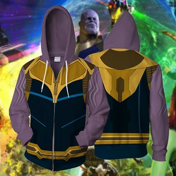

men hoodies zipper avengers jacket marvel hoodie Iron Man Thanos Captain America Black Panther 3D Print Sweatshirt Coat Cosplay