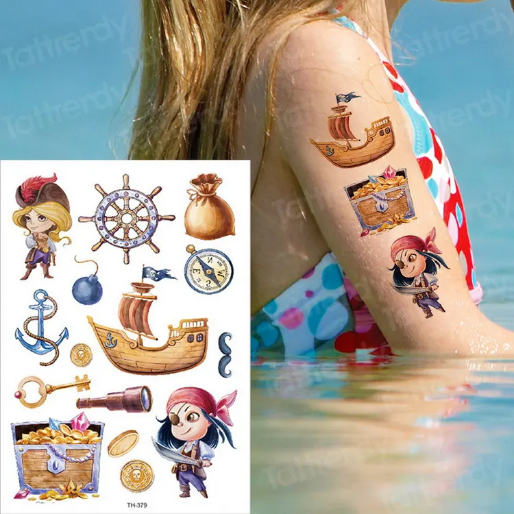 Временные татуировки маленькие дети Переводные татуировки водонепроницаемые милые животные татуировки для детей водные Цветные татуировки стикер Русалочка собака - Цвет: TH379