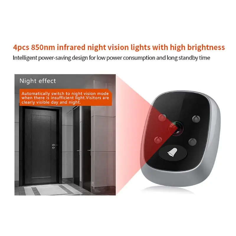 

Electronic Door Bell With 3.5" LCD Display Viewer IR Night Door Peephole Camera Record