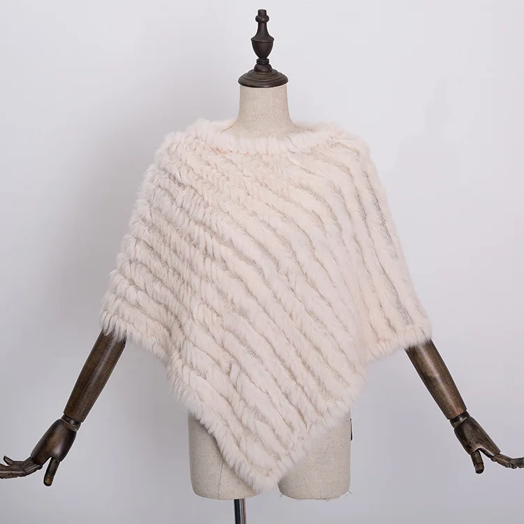  Winter Warm Shawl Poncho For Women Knitted Real Rabbit Fur Shouder Pashmina Capes Lady Natural Fur Wraps (29)