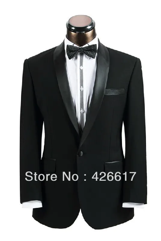 Free Shipping 2013 Men Wedding Suits Slim Fit Men Black Tuxedo Fashion