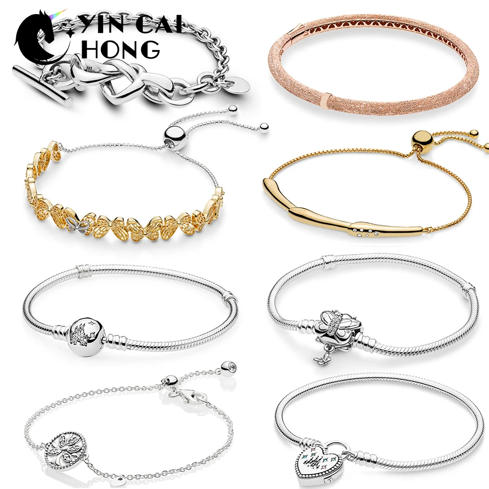 

YCH 100% 925 Sterling Silver Spring Shine Flower Stem Sliding Bracelet Butterflies Tree of Life Rose Matte Brilliance Bangle