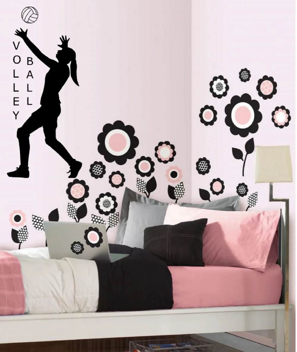 volleyball vinyl wall decal sticker decor sports girls room quote art players 12x24inchchina - Volleyball Bedroom Decor volleyball vinyl wall decal sticker decor sports girls room quote art players 12x24inchchina - Volleyball Bedroom Decor