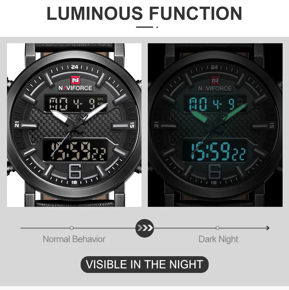 NAVIFORCE Top Luxury Brand Military Quartz Mens Watches LED Date Analog Digital Watch Men Fashion Sport Clock Relogio Masculino