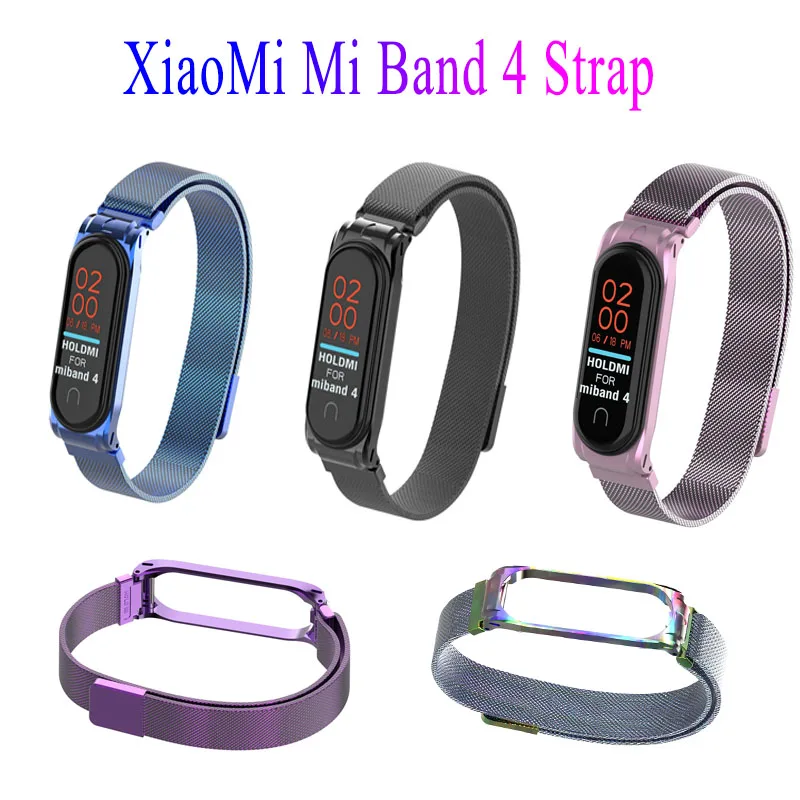 

Hangrui Stainless Steel Strap For Xiaomi Mi Band 4 Rovtop Milanese Loop Bracelet Wrist Band Strap Mi Band 4 Magnetic Metal Band