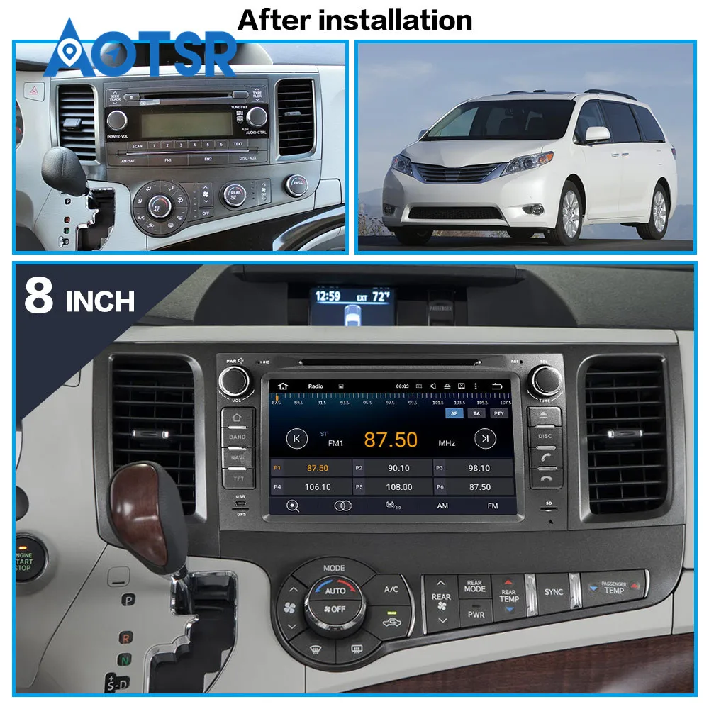 Top Android 8 Car GPS Navigation Car DVD Player for Toyota Sienna 2009+ 4GB RAM PX5 radio tape recorder multimedia player head unit 0