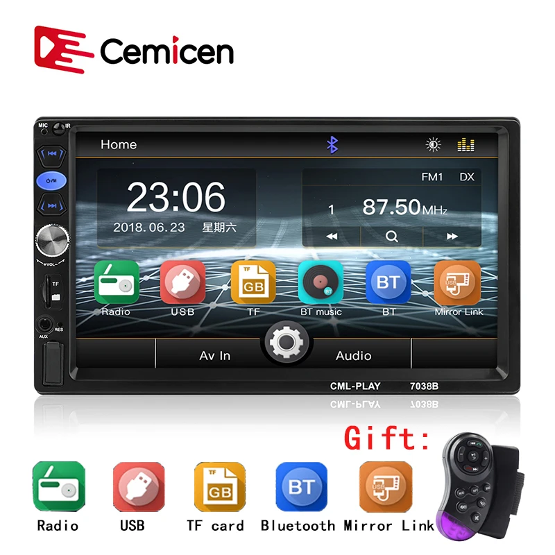 Автомагнитола MP5-плеер с 7 &quotсенсорным HD экраном Bluetooth поддержкой BT/FM/AUX/USB/SD |