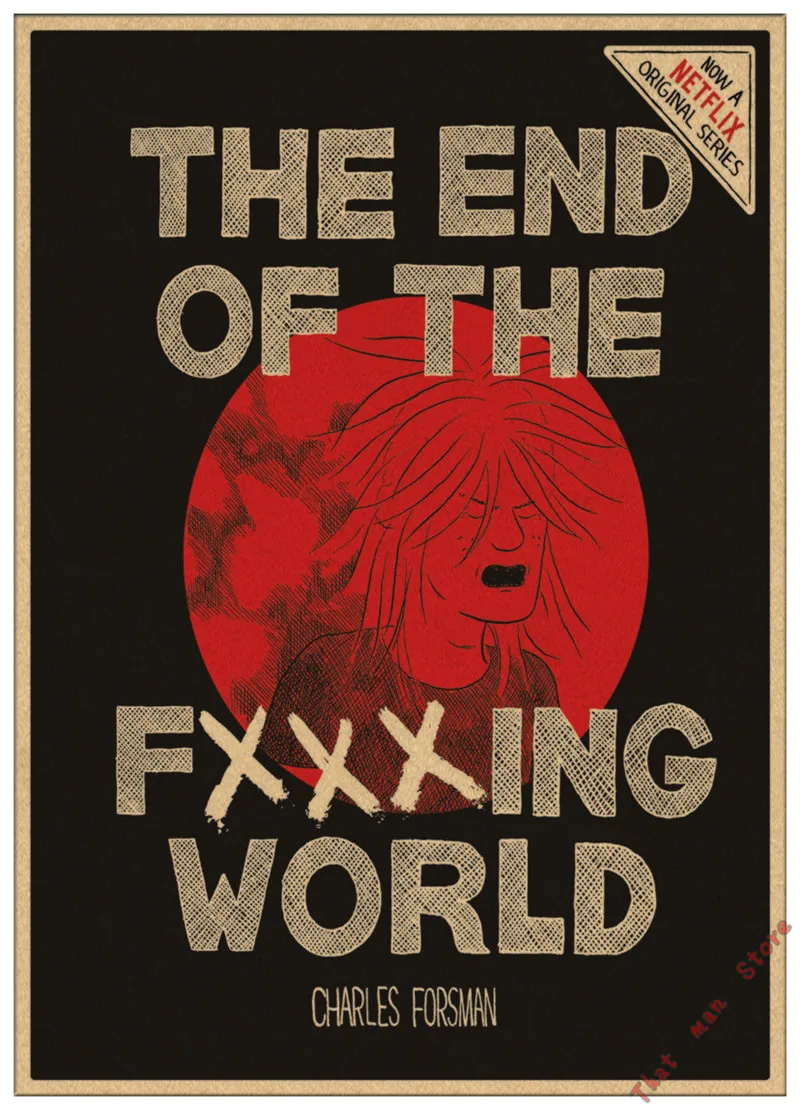 Постер в стиле ретро "конец сраного мира", плакат из крафт-бумаги, картина для домашнего декора, винтажная декоративная наклейка на стену 42*30 см
