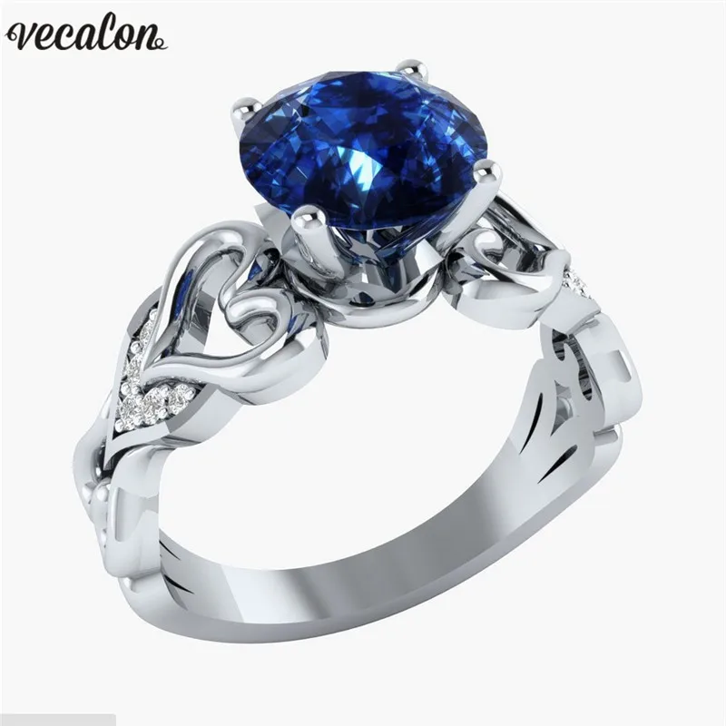 Vecalon, 2 цвета, кольцо в форме сердца, 925 серебро, кристалл, Cz, Бесконечная любовь, обручальное кольцо, кольца для женщин, свадебные ювелирные изделия на палец