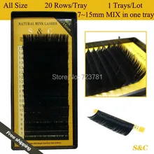 All size,20rows,7~15mm mix,High quality eyelash extension mink,individual eyelash extension,natural eyelashes,fake false