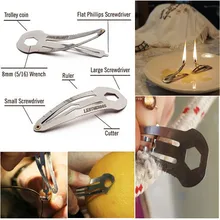 Зажим для волос Многофункциональный из нержавеющей стали шпилька линейка резак отвертка EDC Шестерня брелок 8 в 1 карманный инструмент для выживания